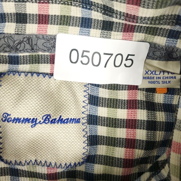 Tommy Bahama Shirt Mens 2XL Blue Check Silk Button Up Short Sleeve - Picture 6 of 6